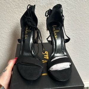 Black Lulu heels with leg lace up size 8